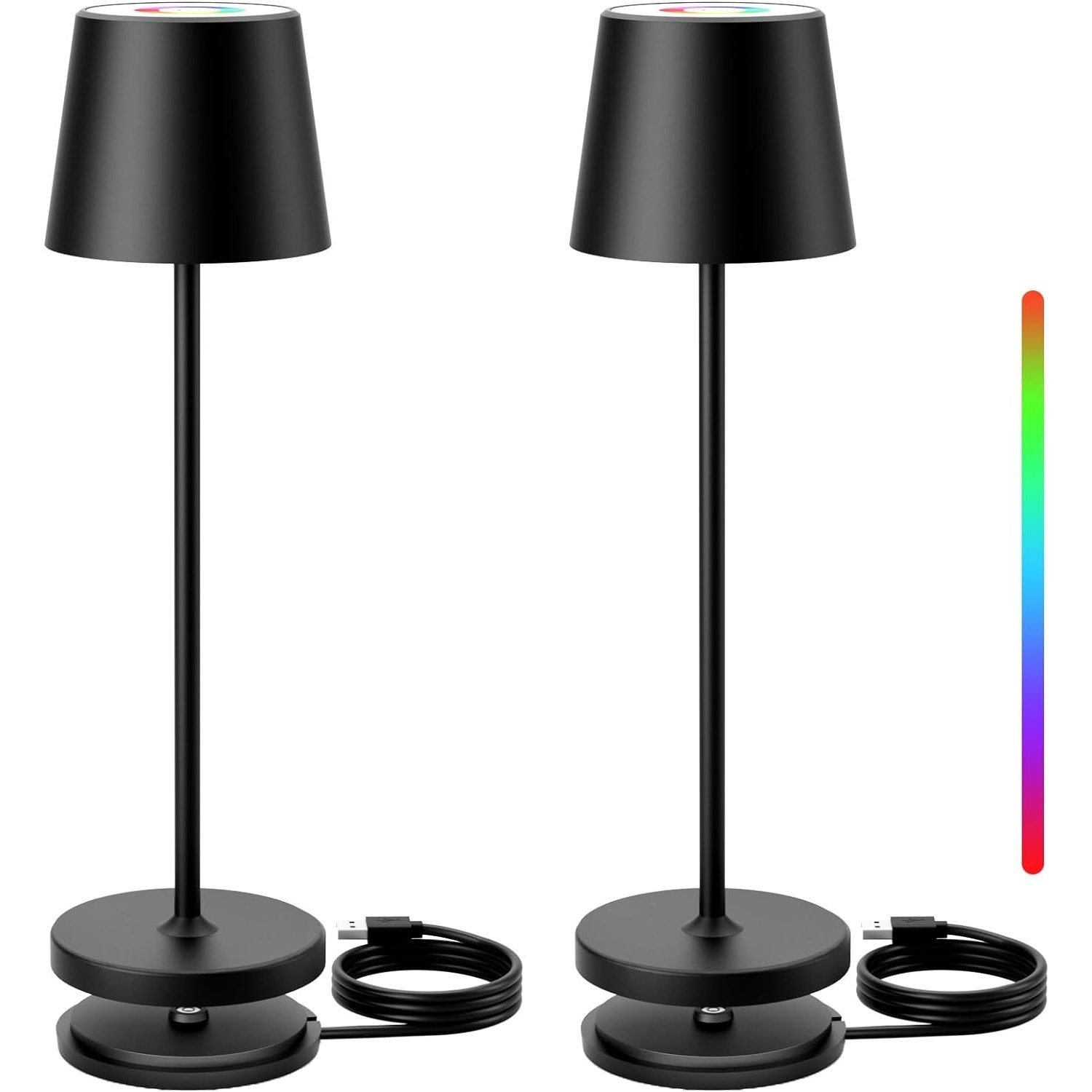 Berührungsschalter, LED & Tischlampe Warmweiß Schlafzimmer,Bar,IP54,Schwarz Tischleuchte Tischleuchte, 8 RGB Tischleuchte 2 Tischlampe Farben Kabellos, Outdoor LED LED integriert, für fest Akku AKKEE Restaurant, Touch Tischlampe, LED mit Akku Outdoor Stück Dimmbar Tischlampe