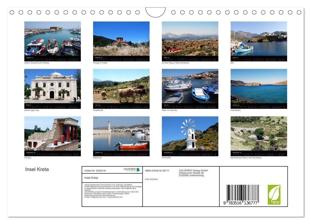 Thumbnail - CALVENDO Wandkalender Insel Kreta (Wandkalender 2026 DIN A4 quer), CALVENDO Monatskalender