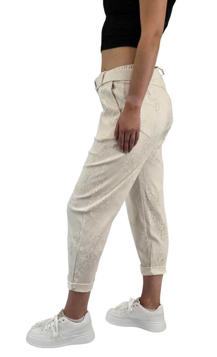 Sa-Lucca Jogger Pants Damen Joggpants mit edlem Blumen-Muster und Stretch-Komfort elastischer Bund