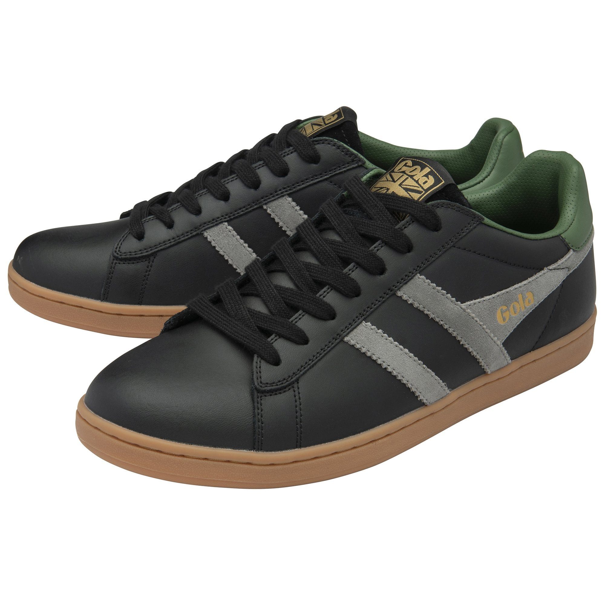 Gola Equipe II Leder 2025 schwarz/zementgrau/immergrün Herren Sneaker