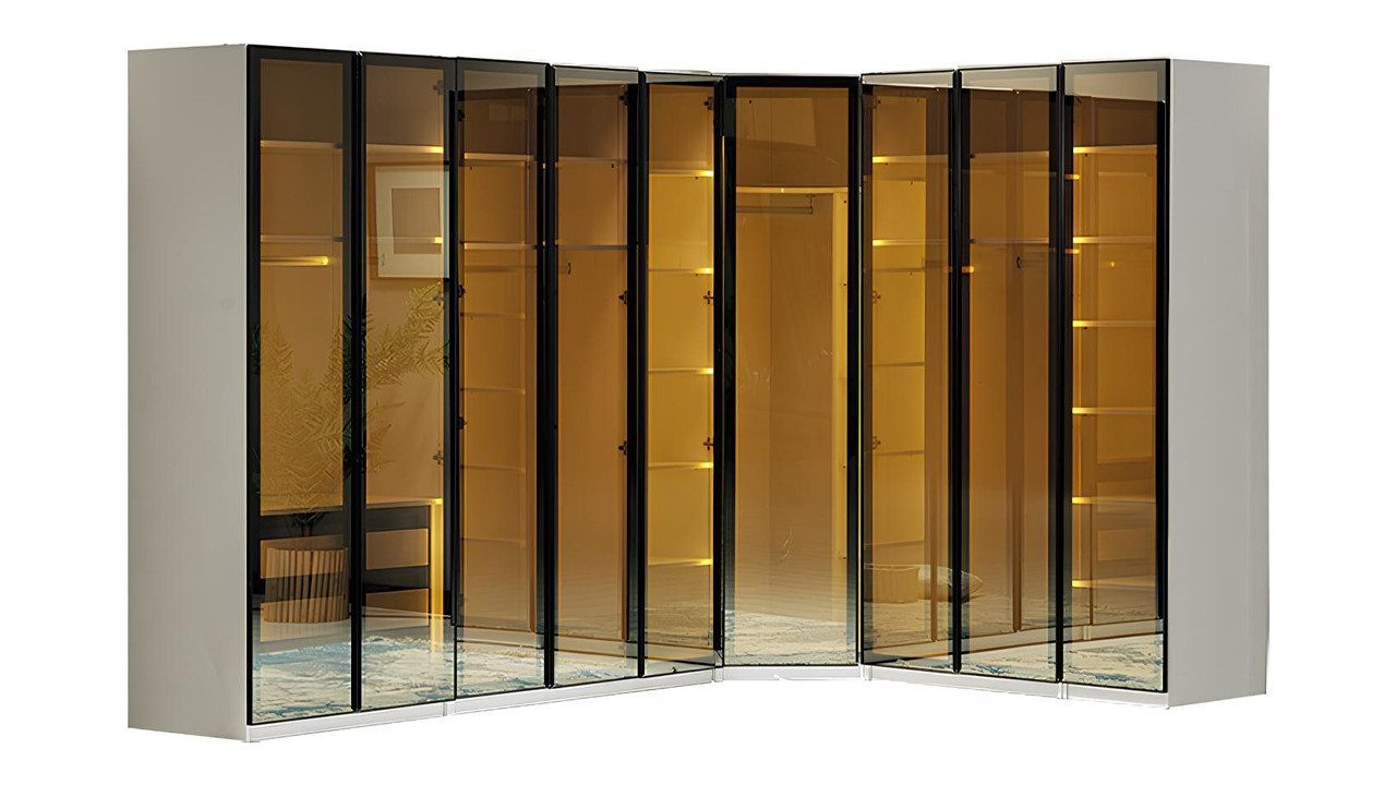 JVmoebel Eckkleiderschrank Eckschrank aus Glas im modernen Loft-Stil für stilvolle Räume (1-St., Kleiderschrank) Made in Europa