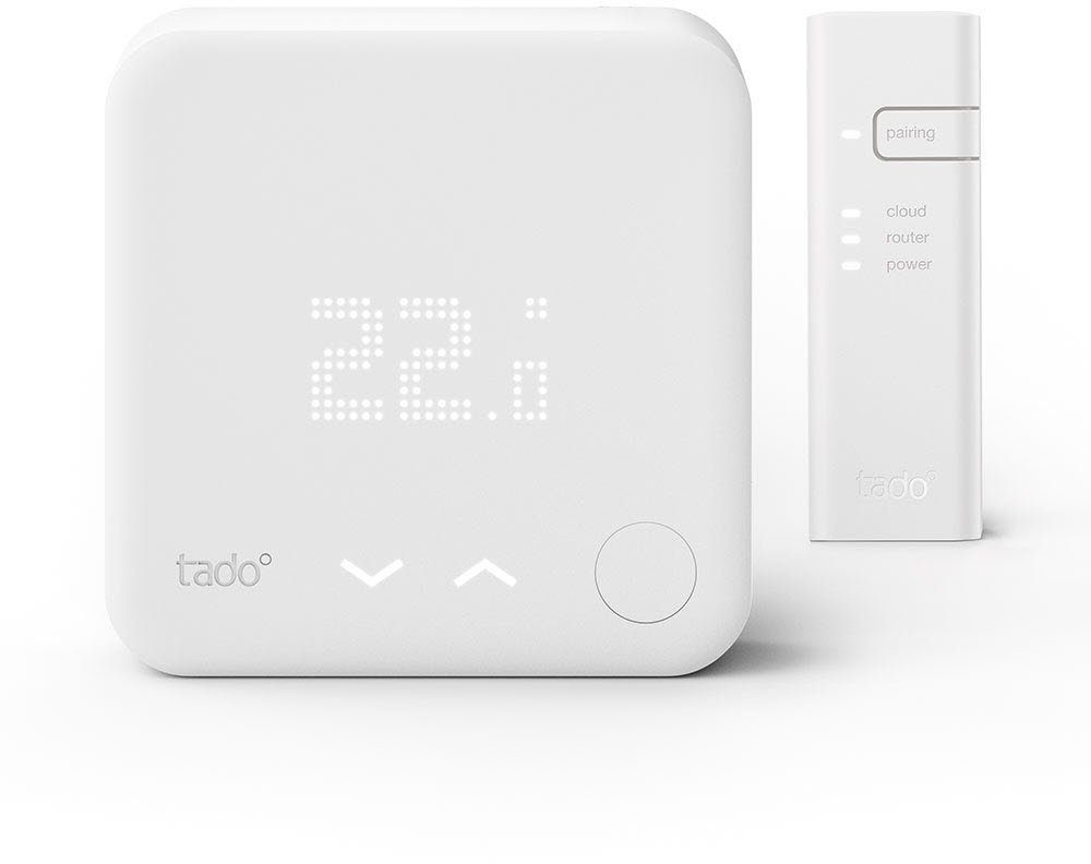 Tado Heizkörperthermostat Starter Kit - Smartes Thermostat V3+ (Verkabelt) für Heizthermen + FBH, (1 St) weiß