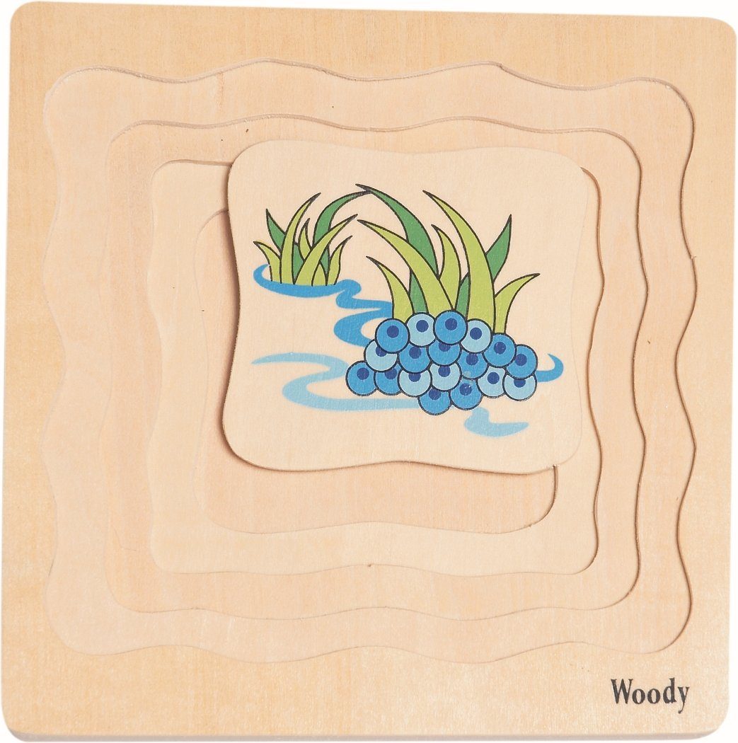 Rahmenpuzzel 4 Ebenen. Woodyland Puzzle Lernspielzeug Legespiel Frosch - 3 - 90078 D mit