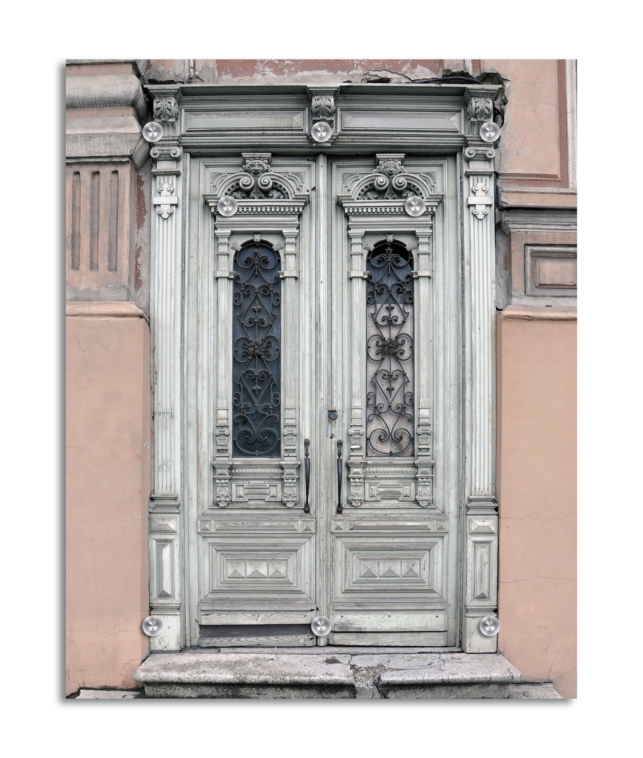 queence Wandgarderobe Polipa - Garderobe aus Acrylglas Tür, altes Gebäude, Majestätisch (1 St), 100x120 cm - mit Edelstahlhaken