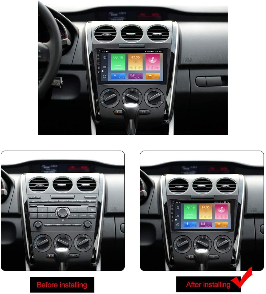 GABITECH Autoradio USB 9 RDS für 12 CX-7 BT Einbau-Navigationsgerät Mazda Zoll Android