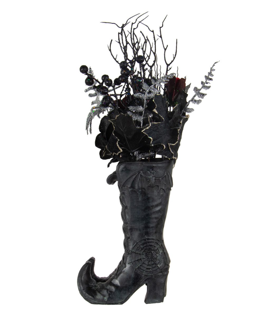 Horror-Shop Dekoobjekt Hexenstiefel dekoriert mit Gothic Glitter Kunstblu