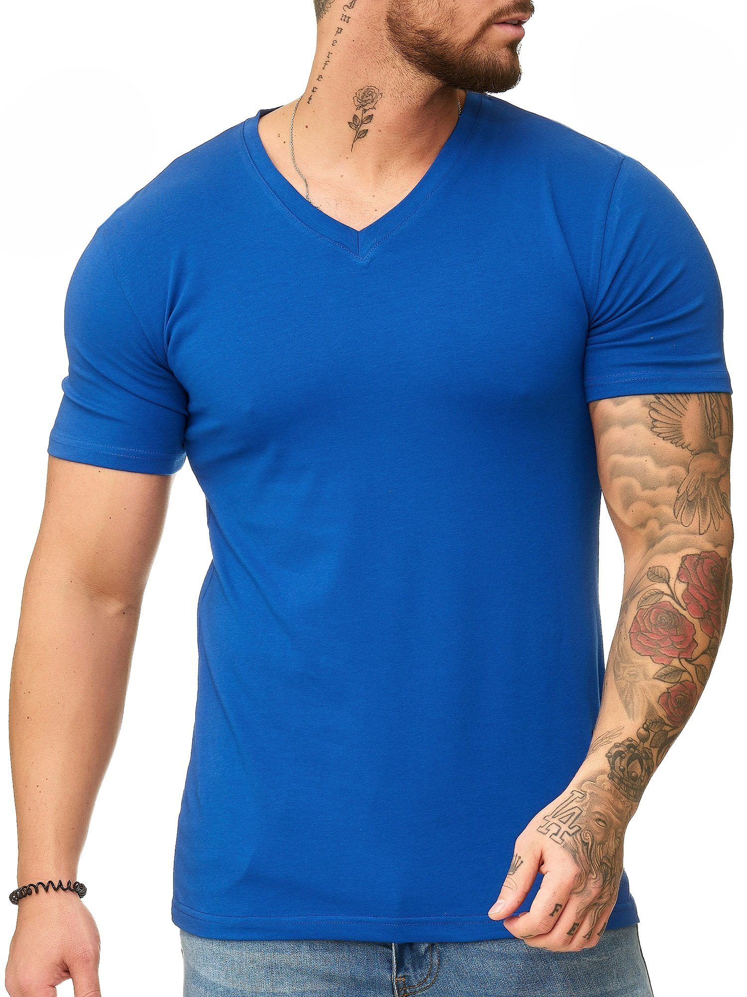 OneRedox T-Shirt 1309C (Shirt Polo Kurzarmshirt Tee, 1-tlg) Fitness Freizeit Casual Royal Blau