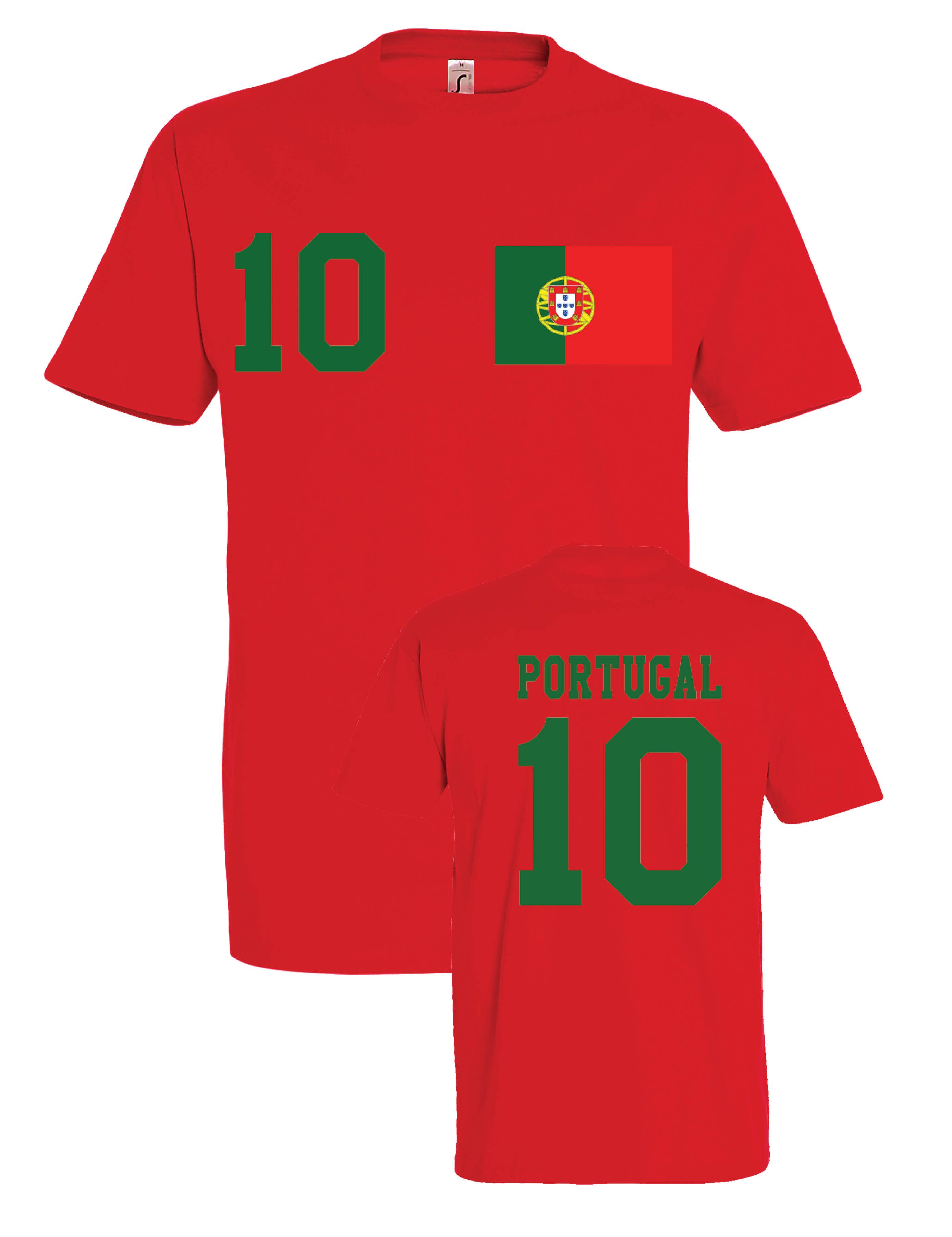 T-Shirt Portugal Herren T-Shirt im Fußball Trikot Look