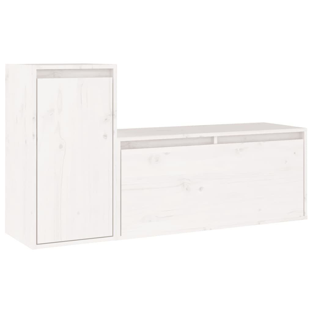 TV-Schrank Kiefer Stk. 2 Weiß furnicato Massivholz TV-Schränke