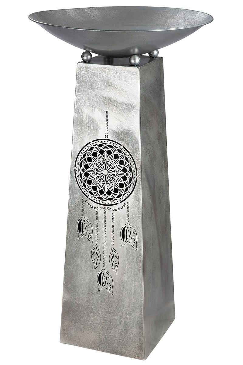 GILDE Dekosäule Säule Traumfänger mit Schale Metall silber-antik Schalenständer (1 St)