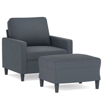 vidaXL Sofa Sessel mit Hocker Dunkelgrau 60 cm Samt