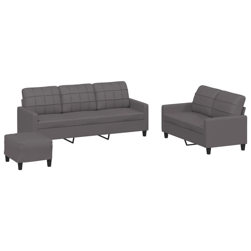 DOTMALL Sofa Sofagarnitur (Set, 3-tlg), Zweisitzer Dreisitzer Kunstleder Grau