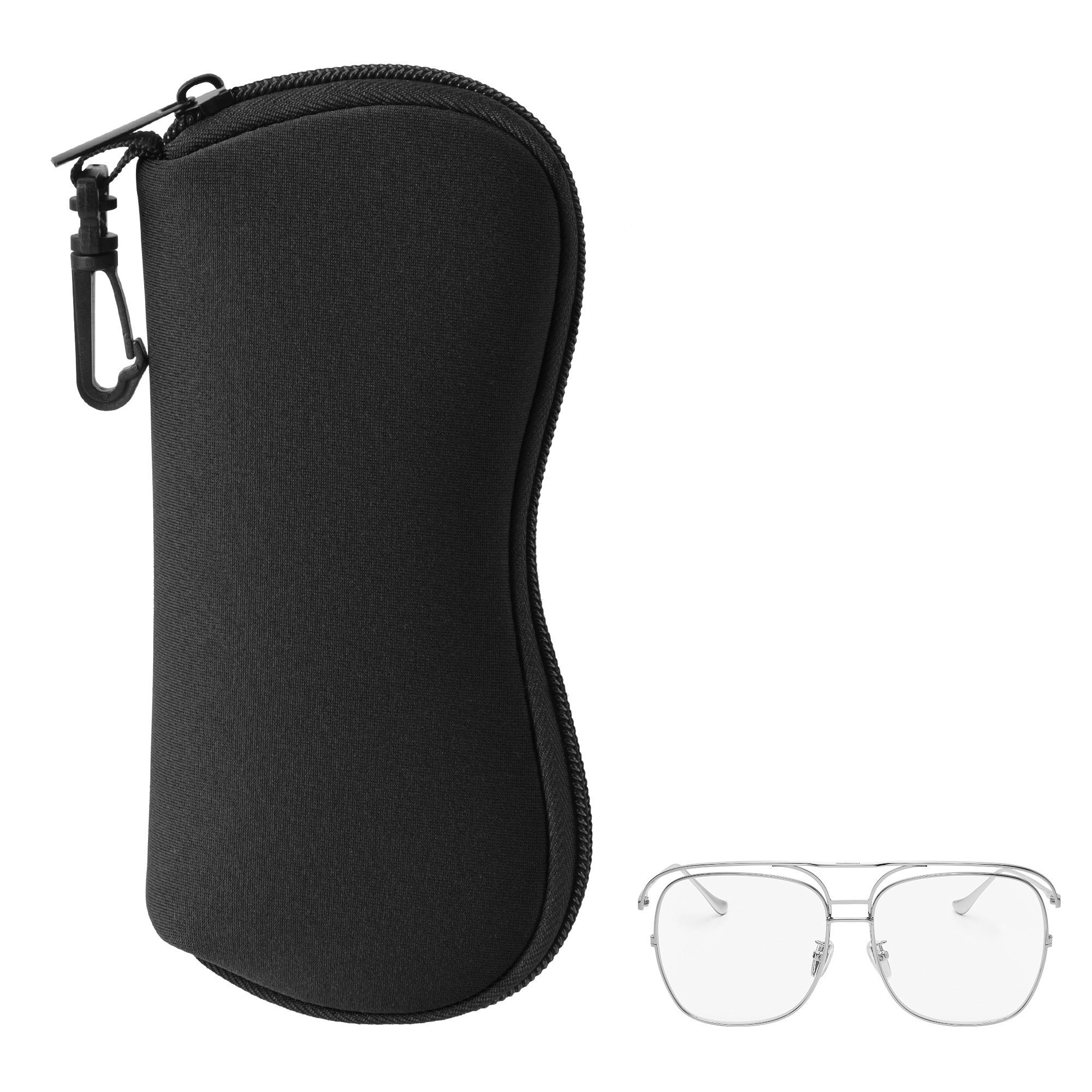 kwmobile Brillenetui Brillenetui aus Neopren - weiche Tasche für Brille oder Sonnenbrille, Etui Case mit Karabiner zum Anhängen