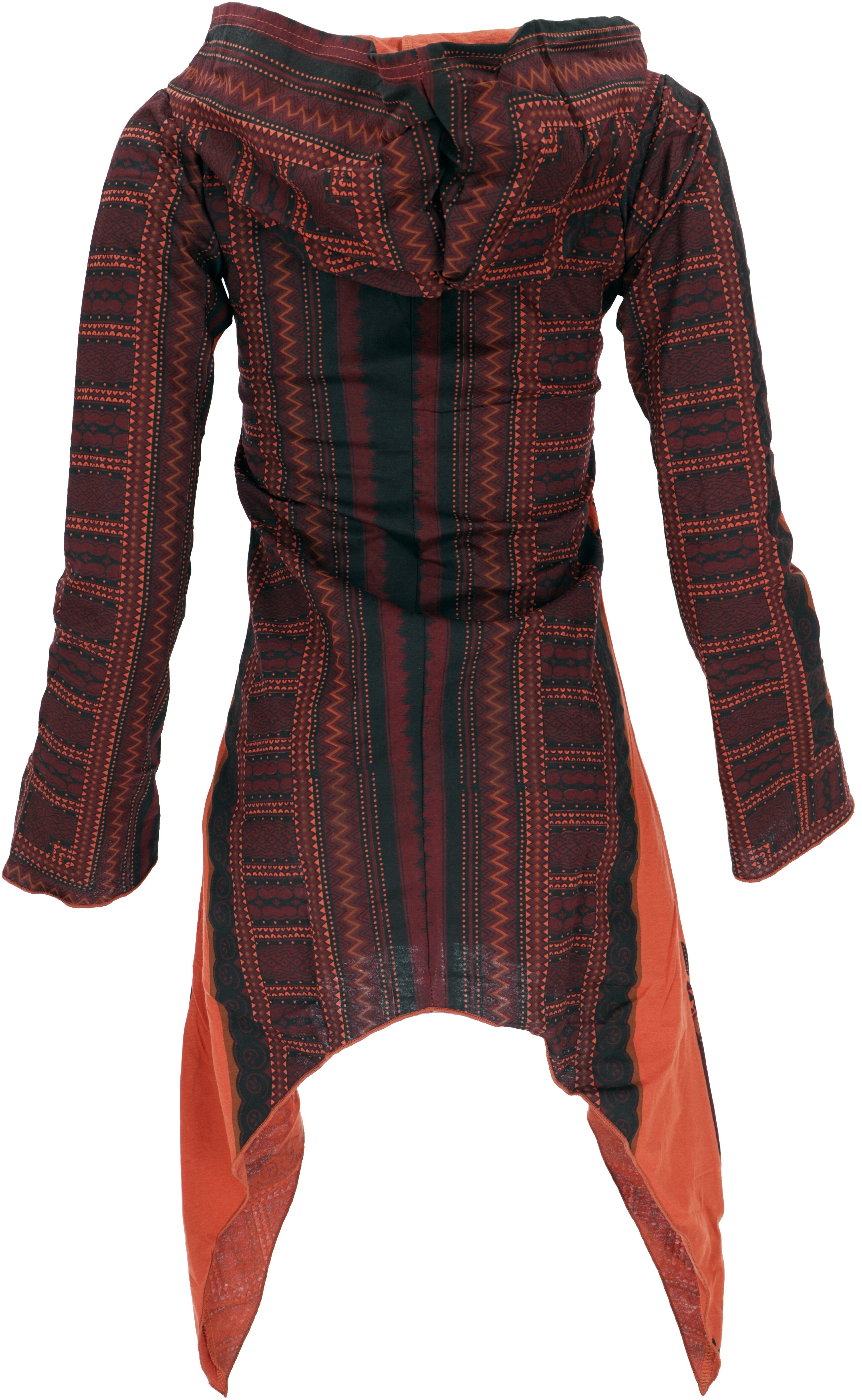 Guru-Shop Midikleid Ethno Pixi orange bedrucktes Minikleid, Bekleidung alternative Goakleid