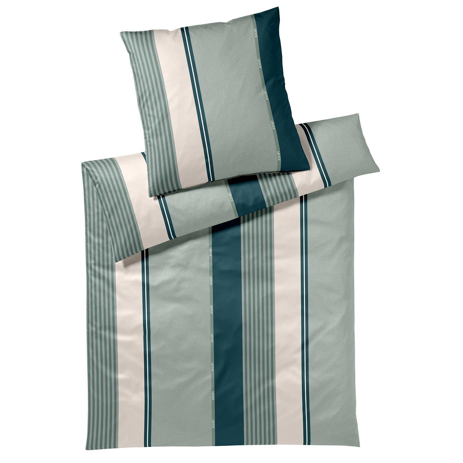 JOOP! Bettwäsche Herringbone Stripes emerald, Mako Satin, 1 teilig