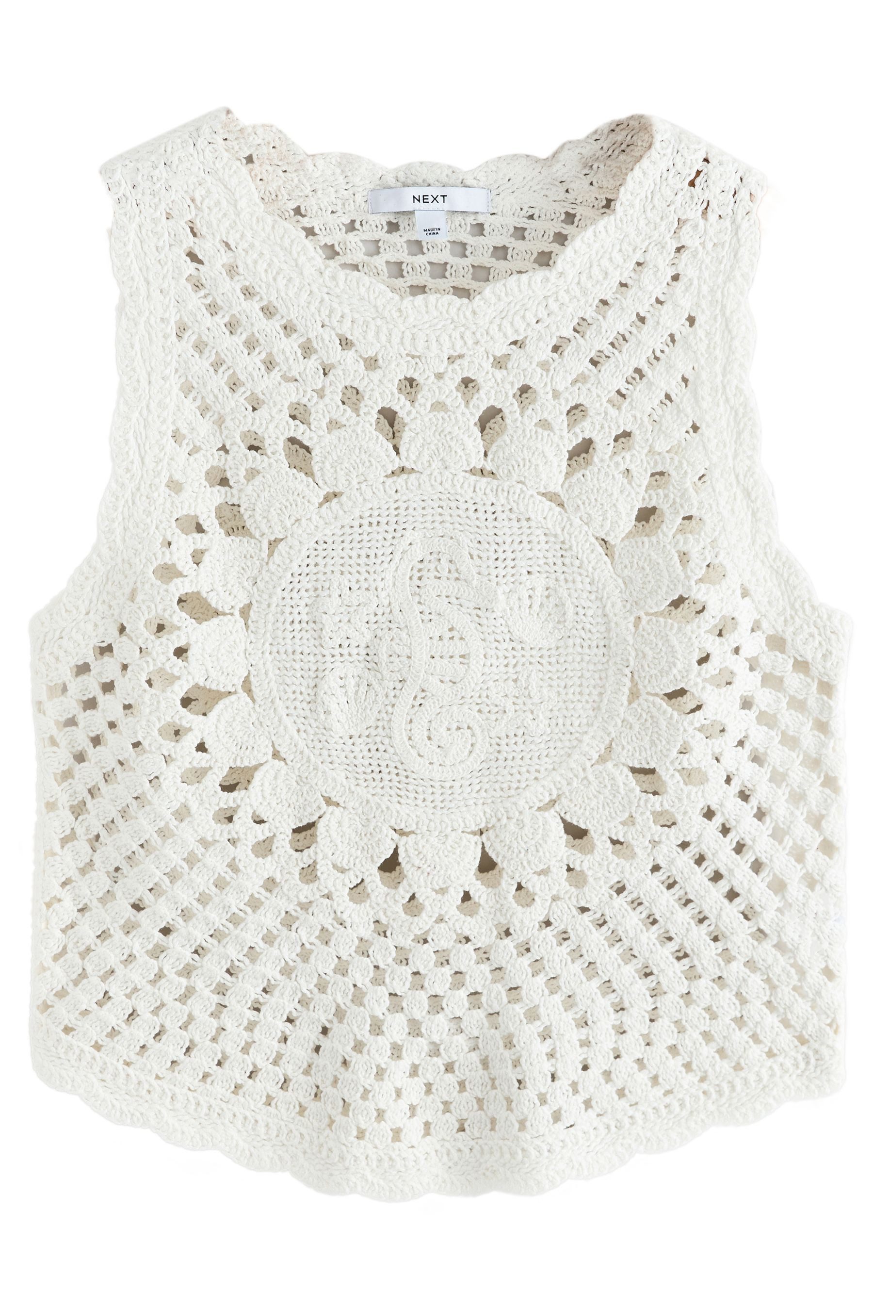 Next Trägertop Gestricktes Tanktop mit Häkelei und Baumwolle (1-tlg) günstig online kaufen