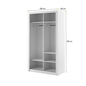 Compleo Kleiderschrank ARTI 06, 2-türig, Schwebetürenschrank mit Spiegel, Modern Flurschrank Breite 120 cm