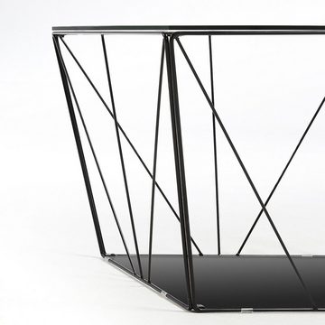Natur24 Beistelltisch Couchtisch Tilo Glas und Stahl 60x60cm Beistelltisch