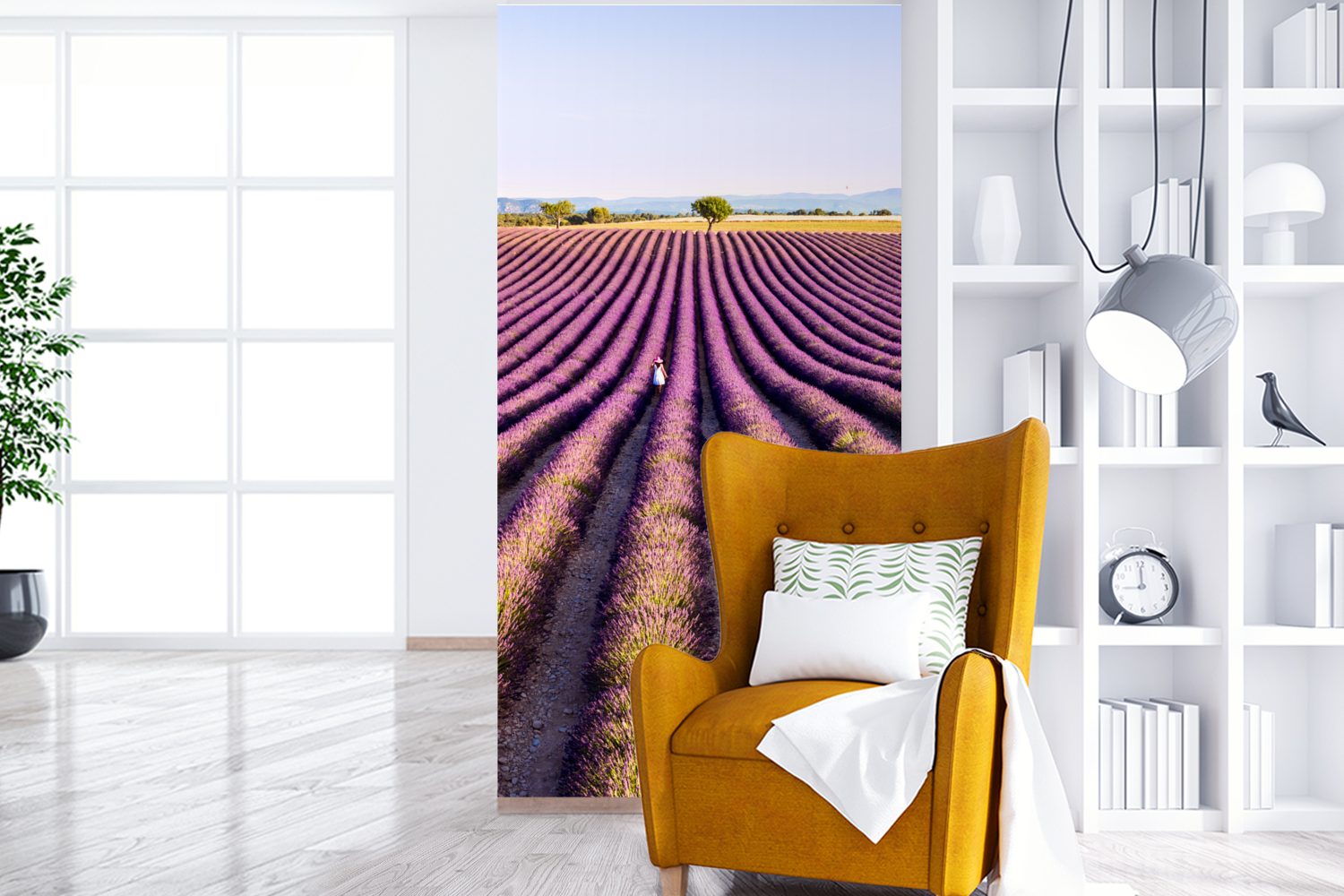 MuchoWow Fototapete Lavendelfelder bedruckt, (2 Vliestapete Provence der für Fototapete Wohnzimmer Schlafzimmer St), Matt, in Frankreich, Küche, in
