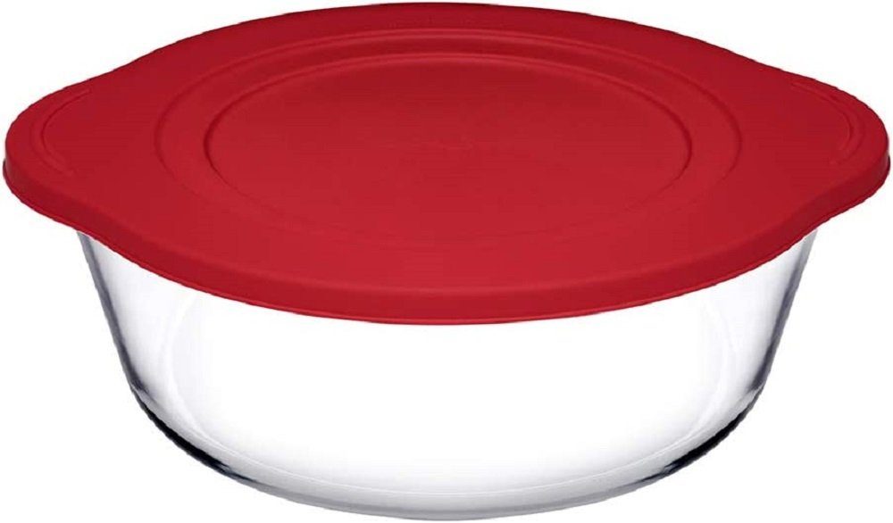 Pasabahce Vorratsglas Borcam Rundtopf Kunststoff rot mit Deckel 1450 cc