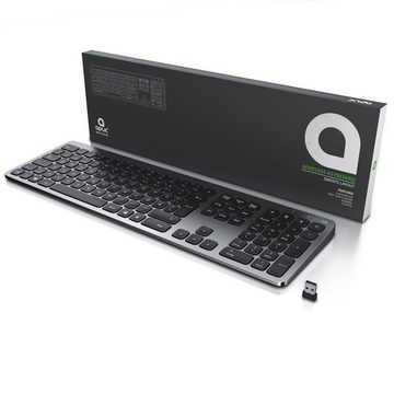 Aplic Wireless-Tastatur (kabellose Tastatur mit Numpad 2,4 Ghz Wireless Keyboard mit 110 Tasten)