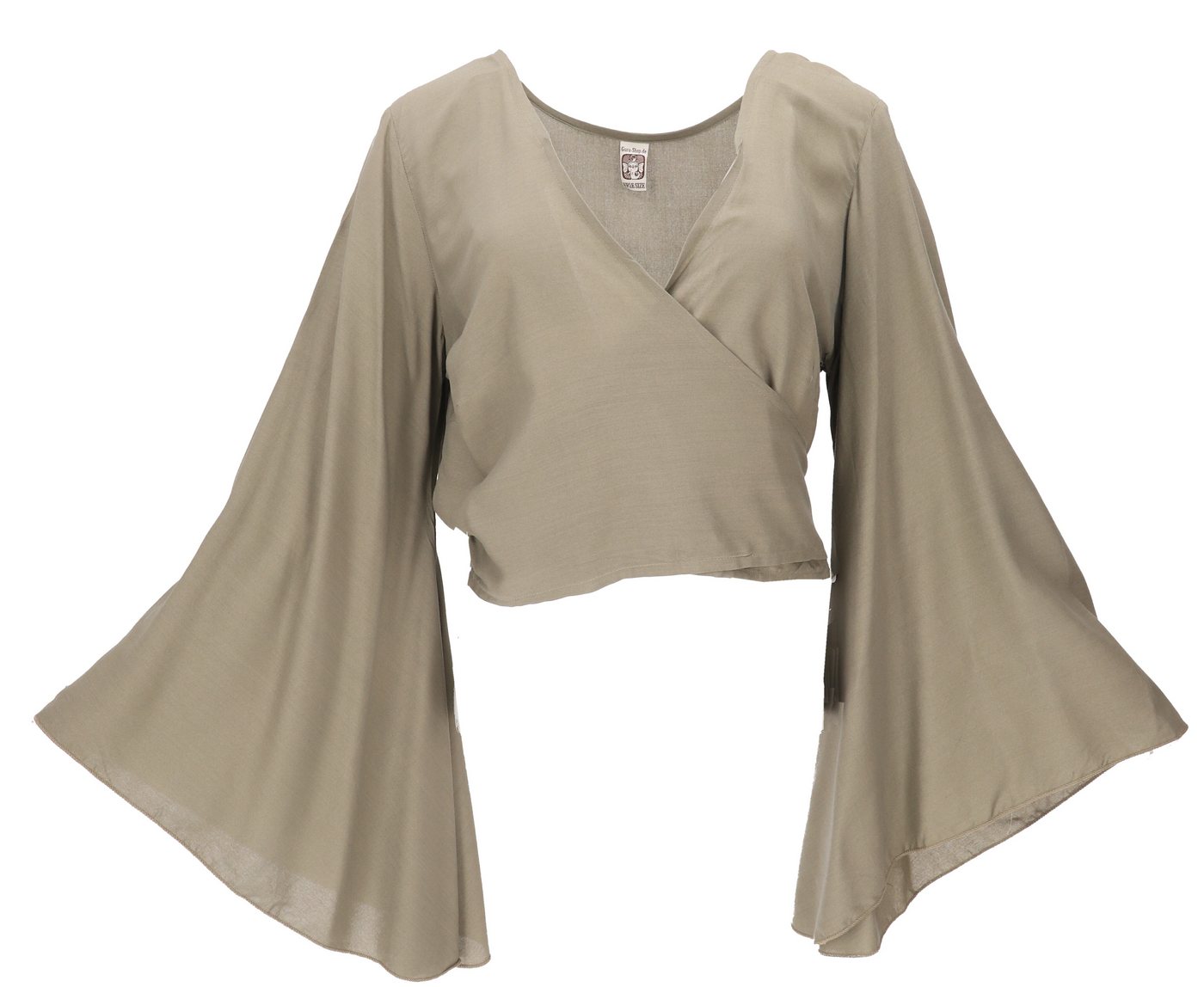 Guru-Shop Longbluse Kurztop, Boho Blusentop mit Trompetenärmeln,.. Elfen, alternative Bekleidung, Festival, Ethno Style
