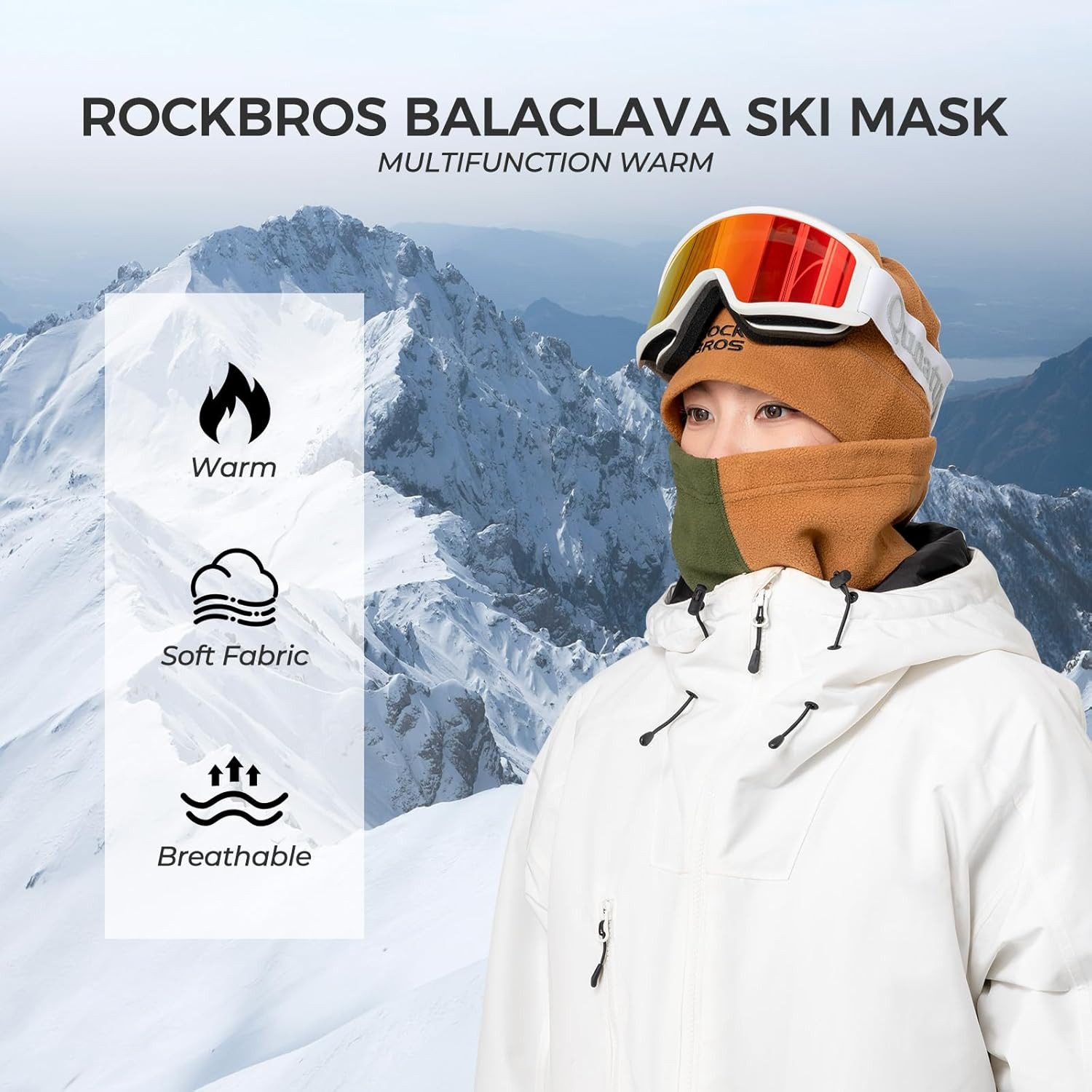 ROCKBROS Unterhelmmütze Winter Winddichter Fleece Schlauchschal für Damen & Herren, Outdoor