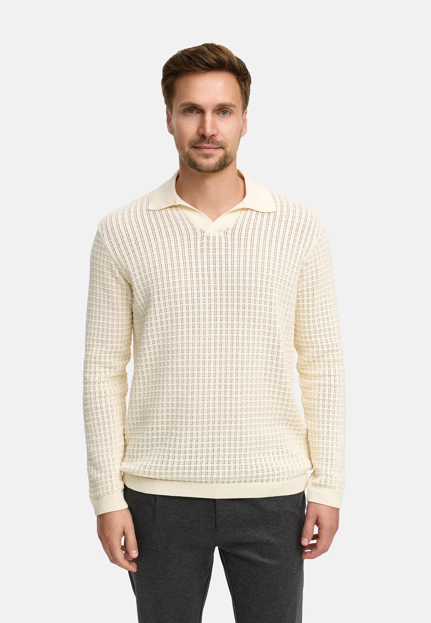 Jeff Strickpullover Herren JFLane polo Pullover Herrenpullover mit Polokragen und V-Ausschnitt