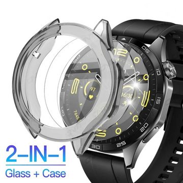 Wigento Smartwatch-Hülle Für Huawei Watch GT 4 46mm Gehäuse integriertem Hart Glas Transparent