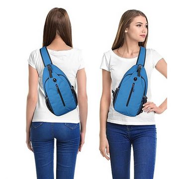 OKWISH Schultertasche Brusttasche Sling Schulter Rucksack Rucksäcke Crossbody Umhängetasche (Groß Unisex Herren und Damen 38x18x9 cm mit Tasche auf Schultergurt, Geldgürtel, Sport, Sporttasche, Handytasche, Schlüsselhaken Brillenhalter), für Outdoor Camping Reisen Wandern Radfahren Multipurpose Tagepacks