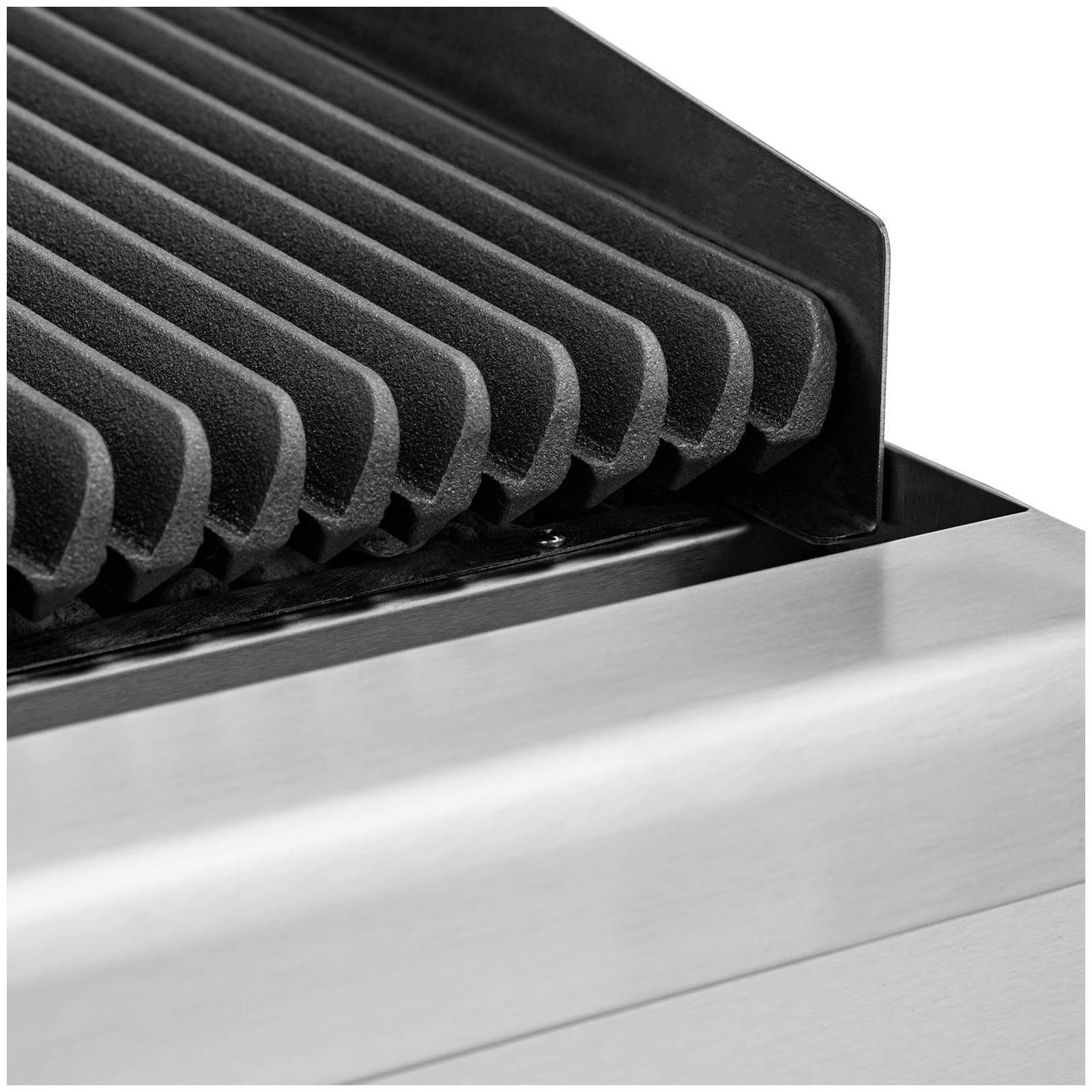 Royal Catering Gasgrill Lavastein-Grill Erdgas gerillte Grillplatte 50 x 47cm Tropfschale