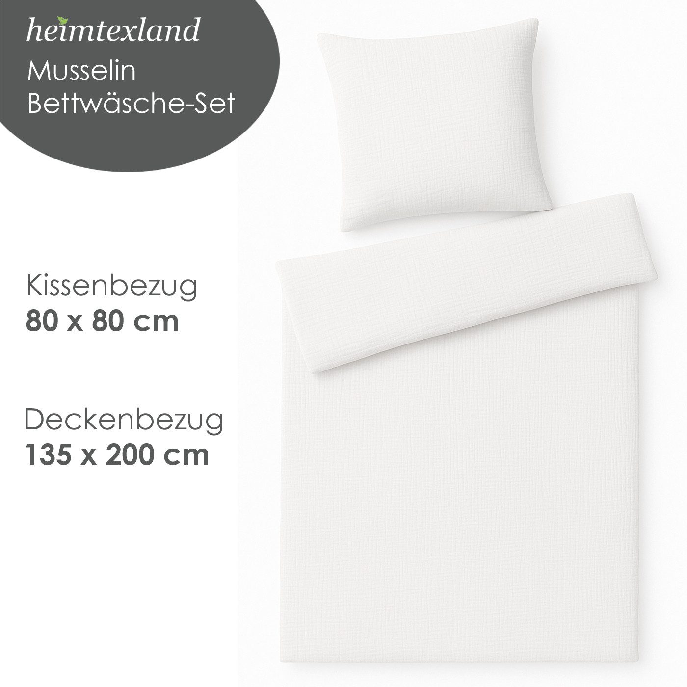 heimtexland Bettwäsche Musselin Bettwäsche Set kuschelweich atmungsaktiv, Baumwolle, 2 teilig, temperaturausgleichend I modern – Bild 4 von 5