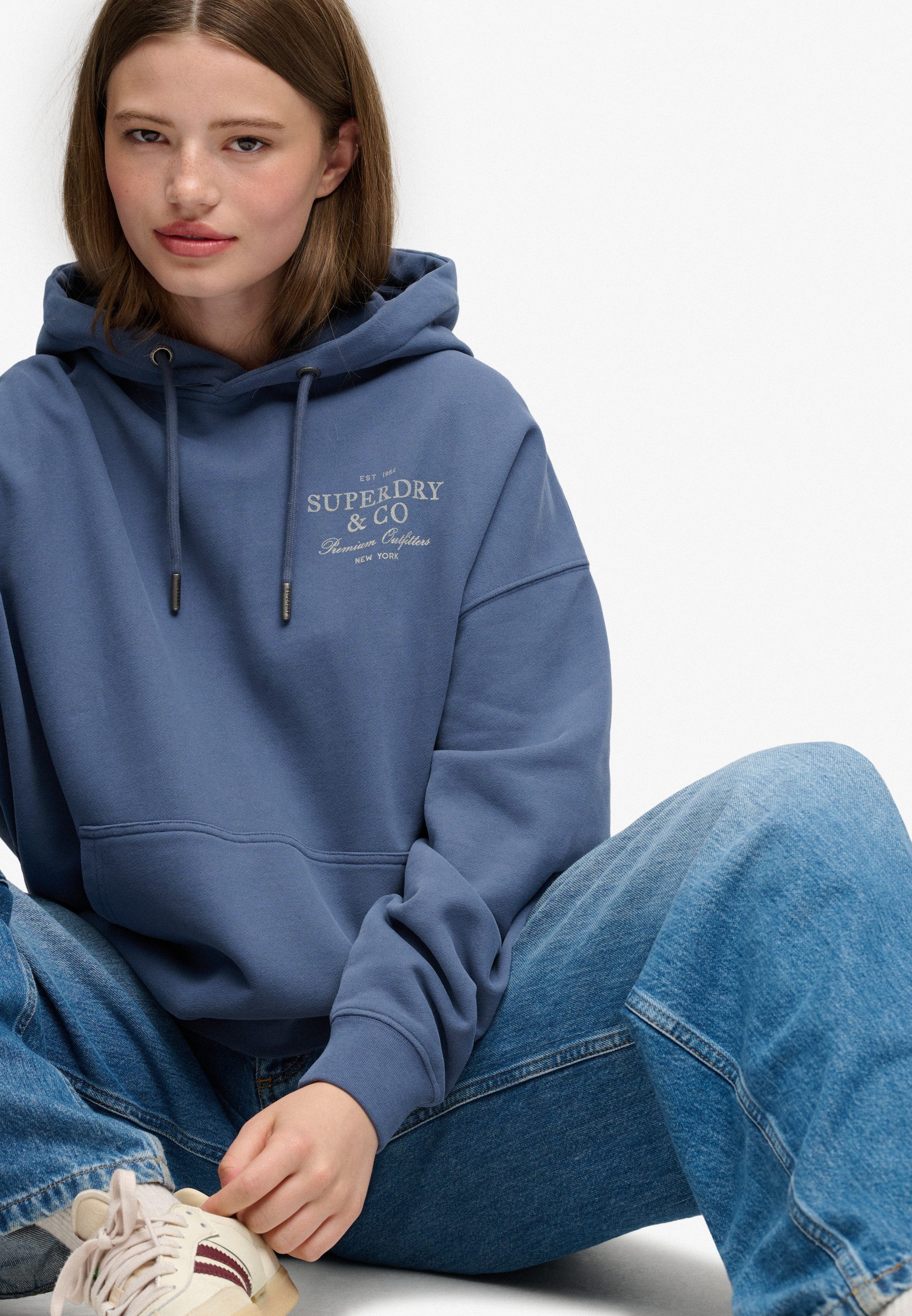 Superdry Kapuzensweatshirt LUXE CASUAL RELAXED HOOD Baumwolle, oversize