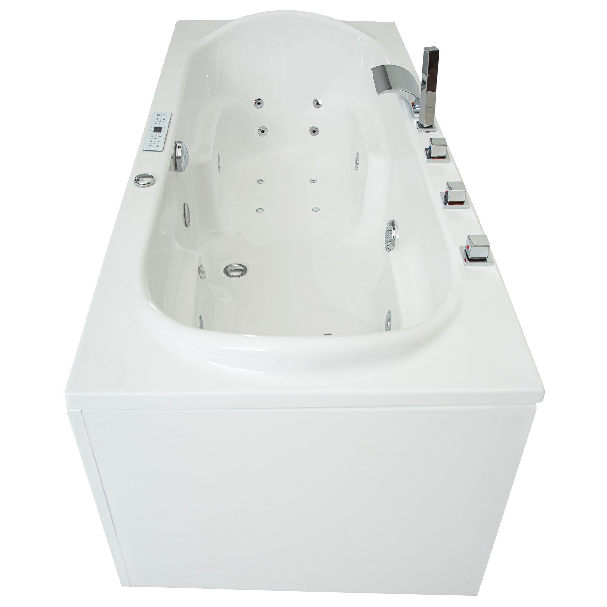Basera® Whirlpool-Badewanne PREMIUM Indoor Whirlpool Badewanne Palau 180 x 80 cm, (Komplett-Set), mit 20 Massagedüsen, Heizung, Wasserdesinfektion, Bodenansaugung, W...
