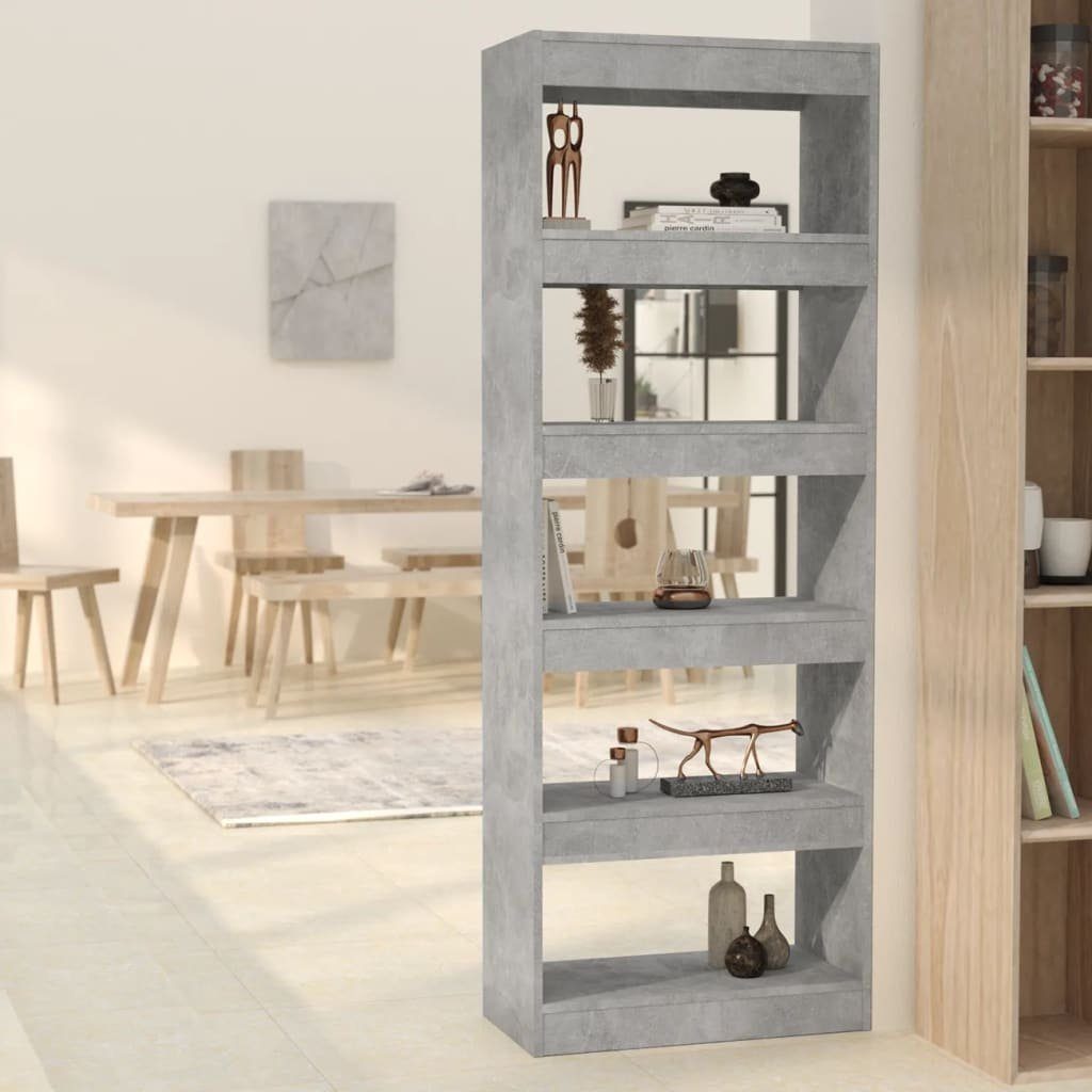 furnicato Bücherregal Bücherregal/Raumteiler Betongrau 60x30x166 cm Holzwerkstoff