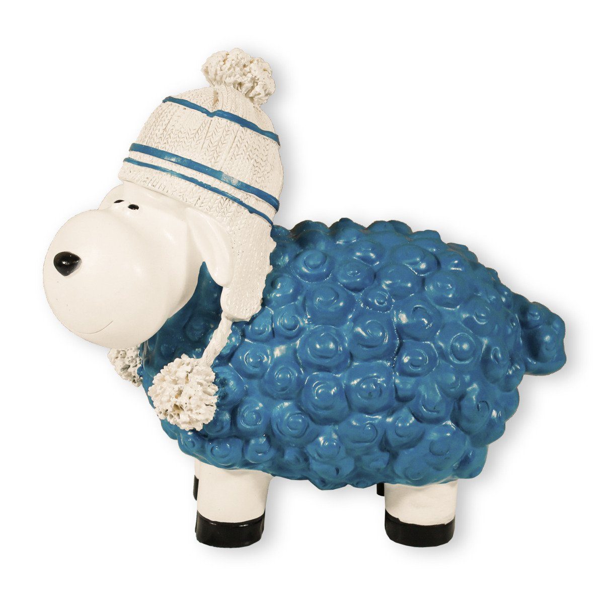 colourliving Dekofigur Wetterfest, Schaf, Handbemalt, Deko mit lustiges Schaf Mütze blau Schaf Buntes Gartenfigur