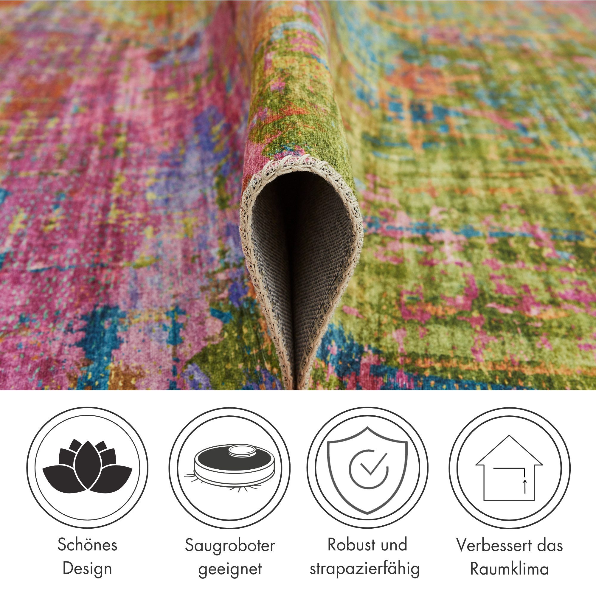 LUXOR living Teppich Prima, rechteckig, Höhe: 7 mm, Kurzflor, bedruckt, modernes Design, auch als Läufer erhältlich