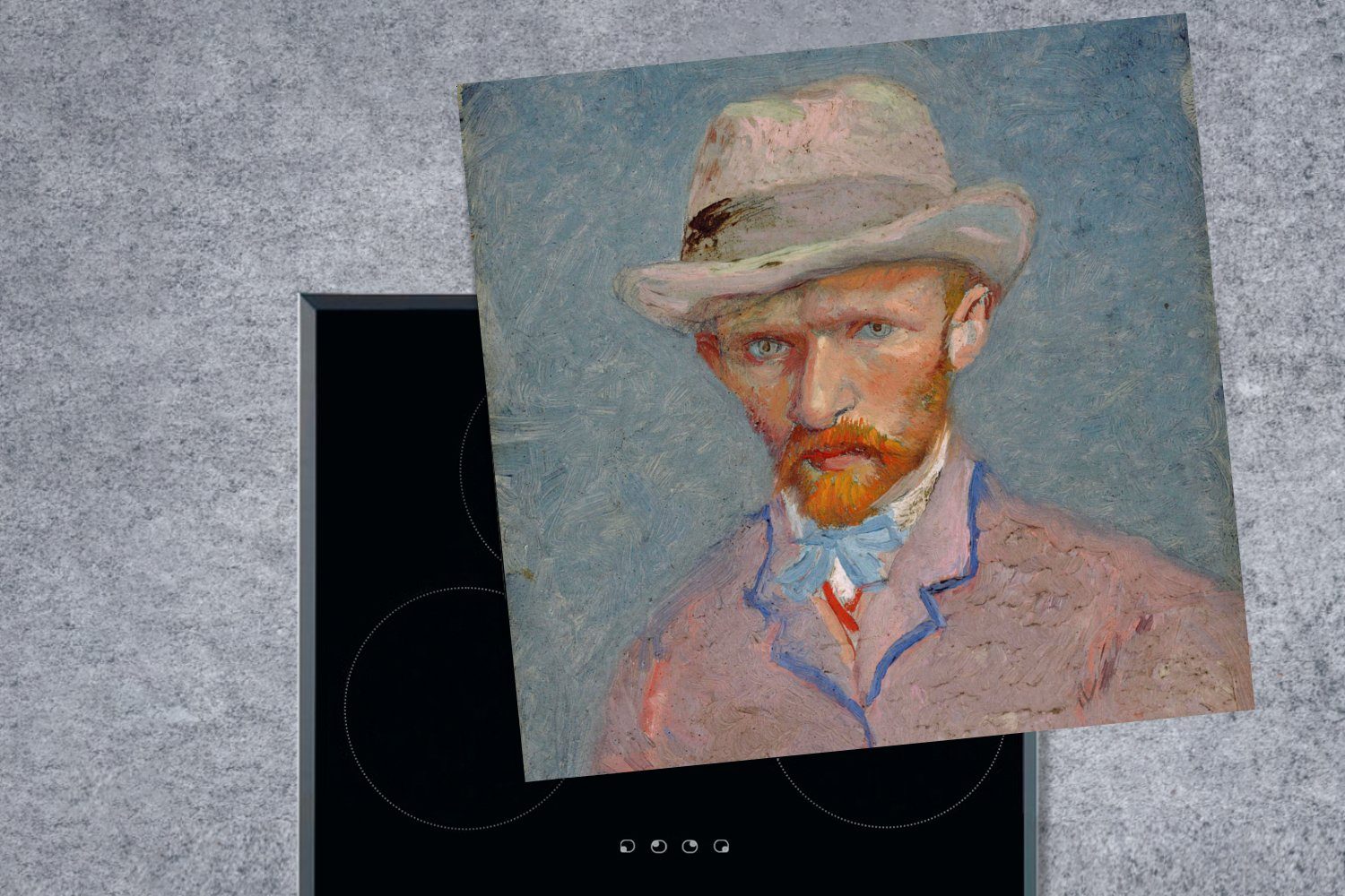 van (1 Gogh, cm, Vinyl, Ceranfeldabdeckung, - 78x78 Selbstporträt Vincent MuchoWow für Herdblende-/Abdeckplatte küche tlg), Arbeitsplatte