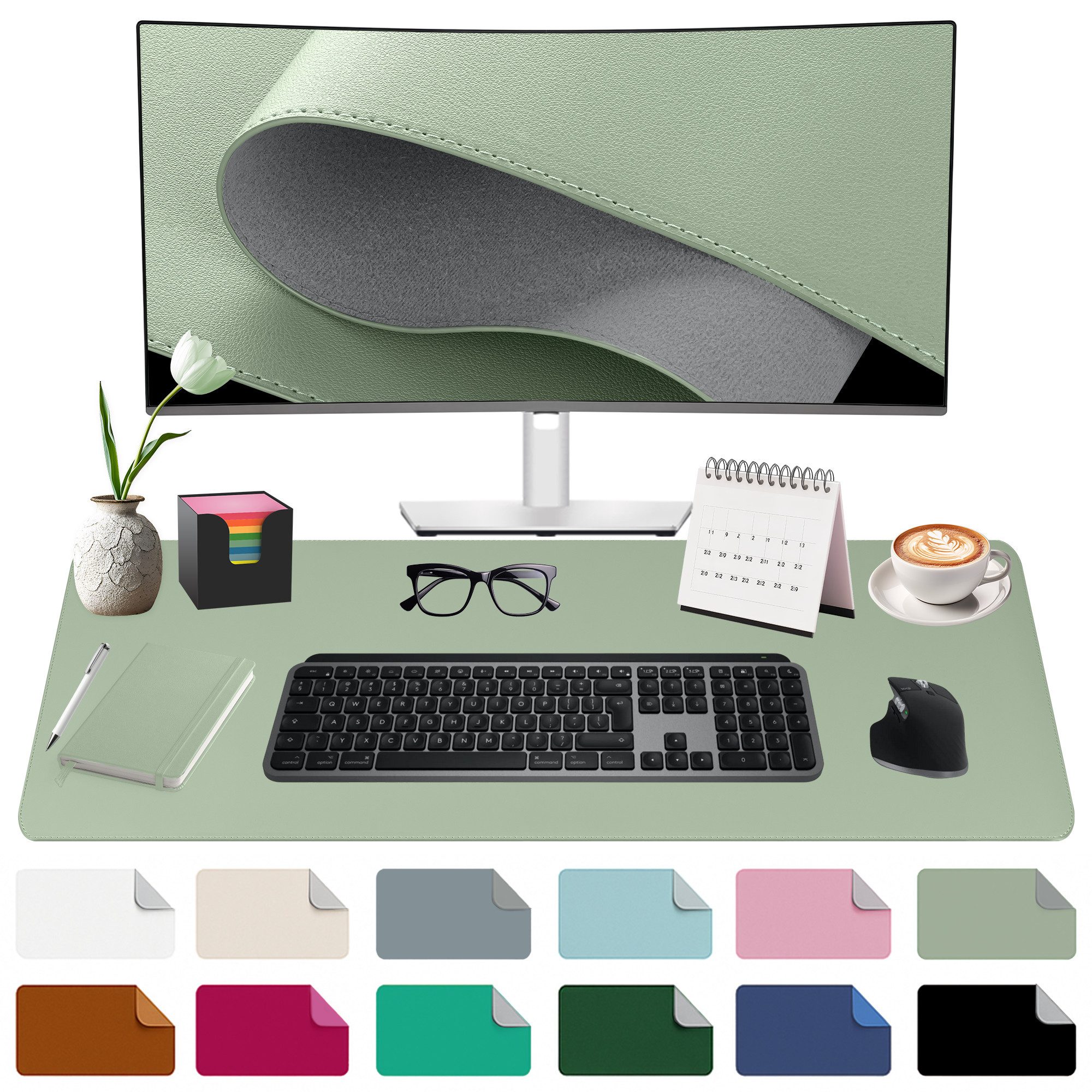 Midori Schreibtischunterlage, (Midori Schreibtischunterlage 80x40cm Mauspad Tischunterlage Hellgrün)