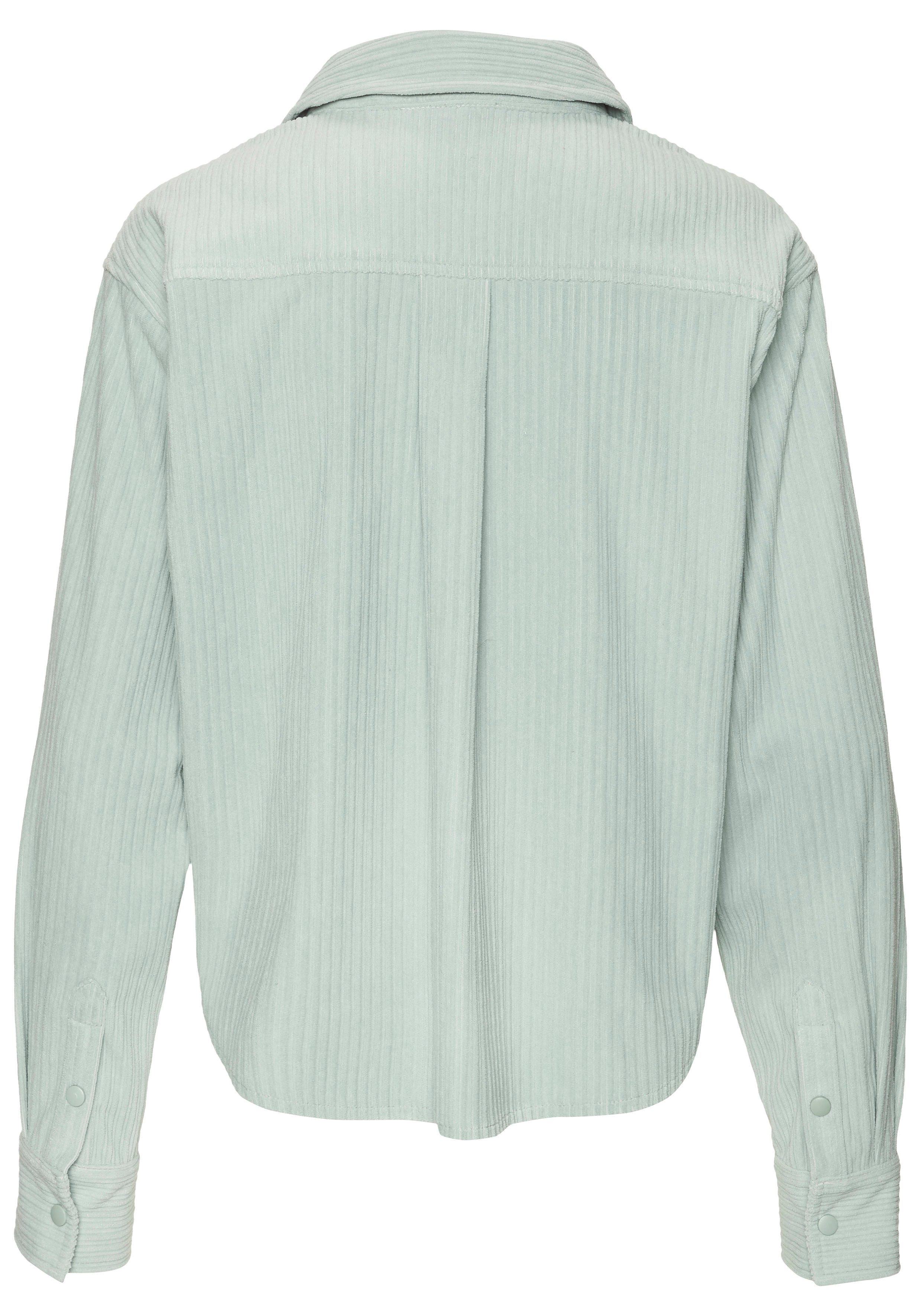 Buffalo Hemdbluse aus weicher Cordqualität Bluse aus Breitcord, Langarmbluse in verkürzter Länge, Cordbluse – Bild 4 von 5