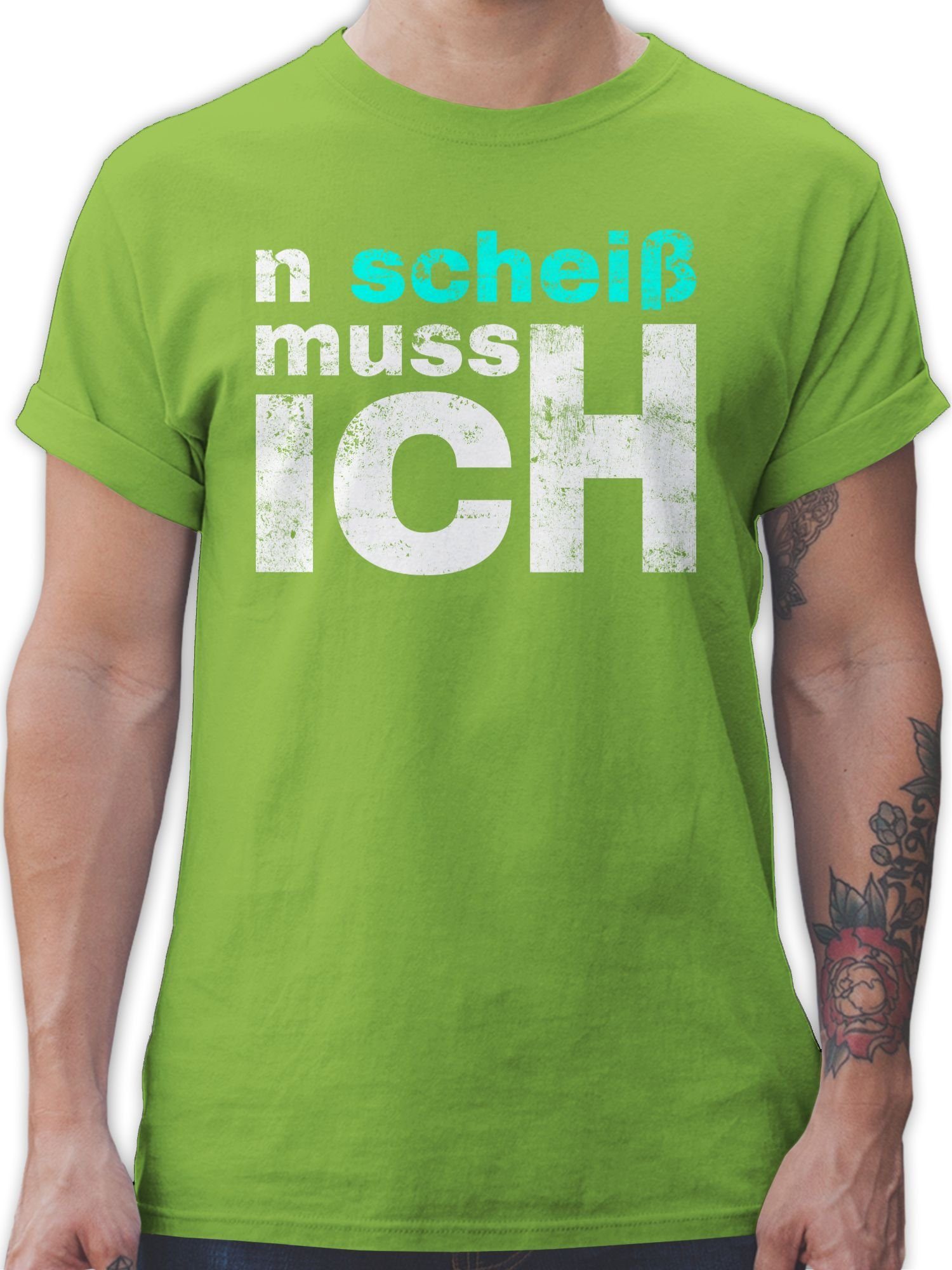 Sprüche - - Arbeit muss Schule Einen T-Shirt Shirtracer mach ich 03 Scheiss n scheiß Freunde Hellgrün Statement