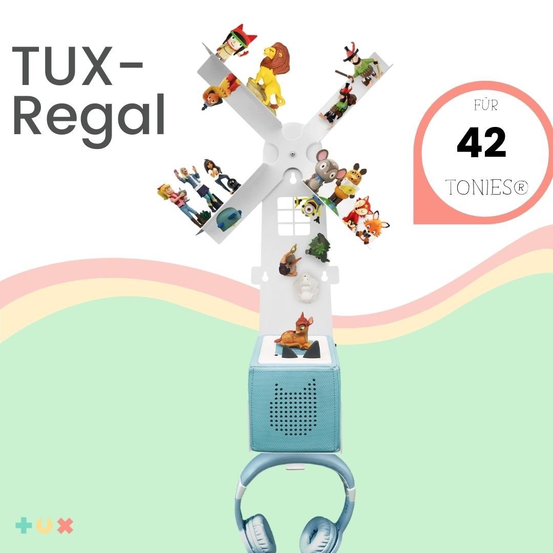 TUX Wandregal TUX-Regal passend für Toniebox für über 42 Tonies "Windmühle", Komplett-Set, Made in Germany