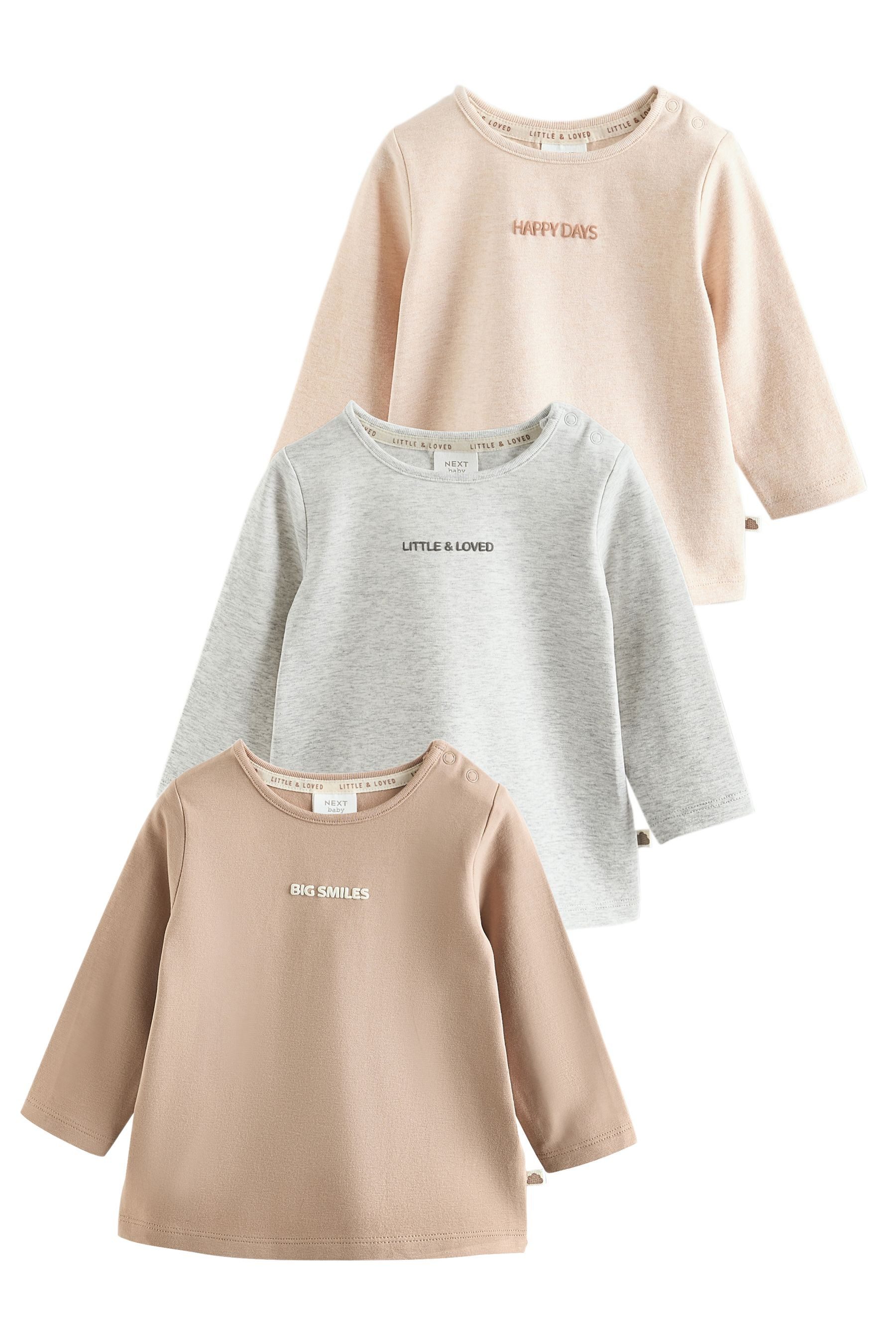Next Langarmshirt 3er-Pack langärmelige Baby T-Shirts (3-tlg)