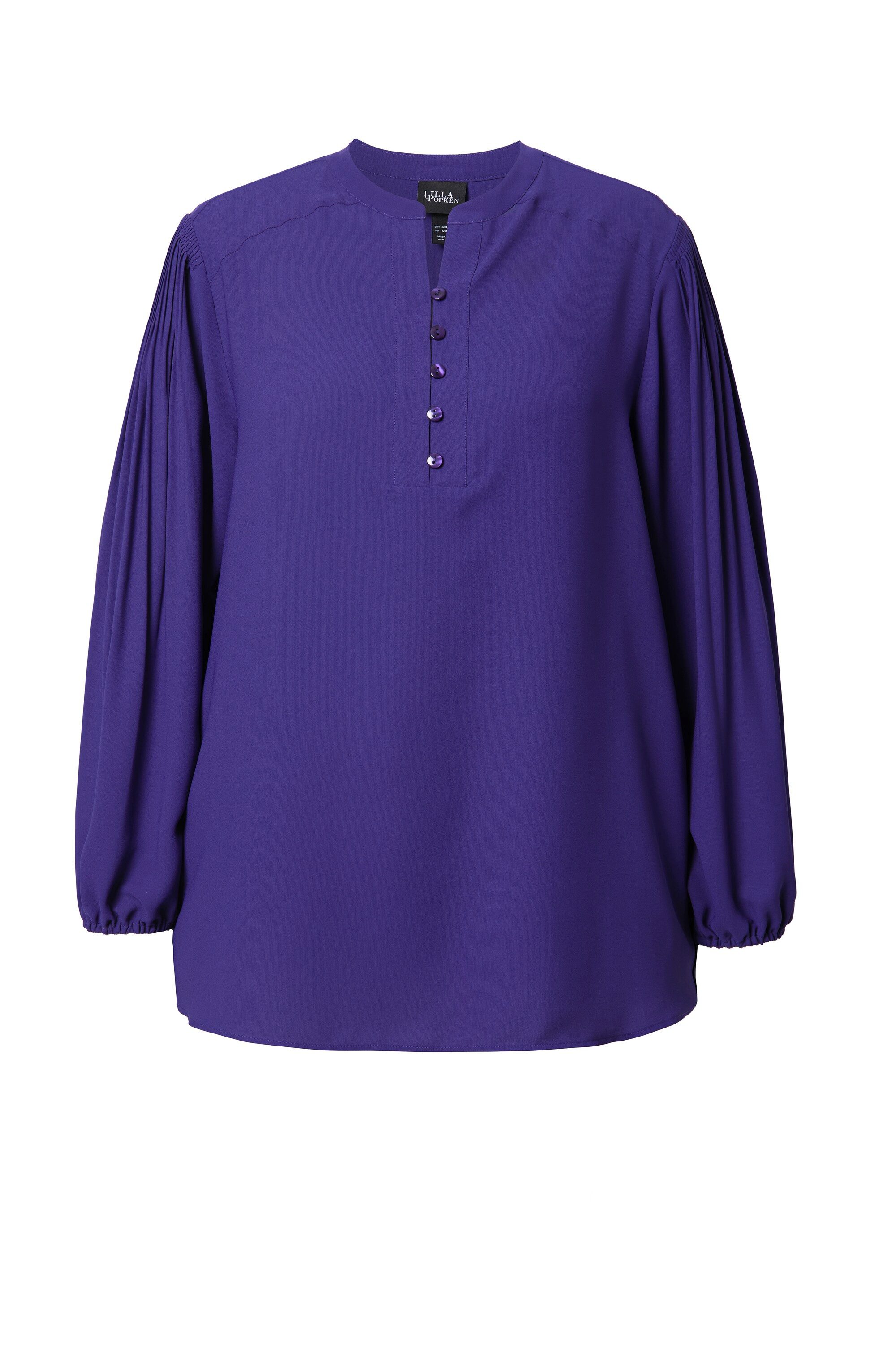 Ulla Popken Longbluse Bluse Zierfalten Stehkragen Knopfleiste Langarm günstig online kaufen