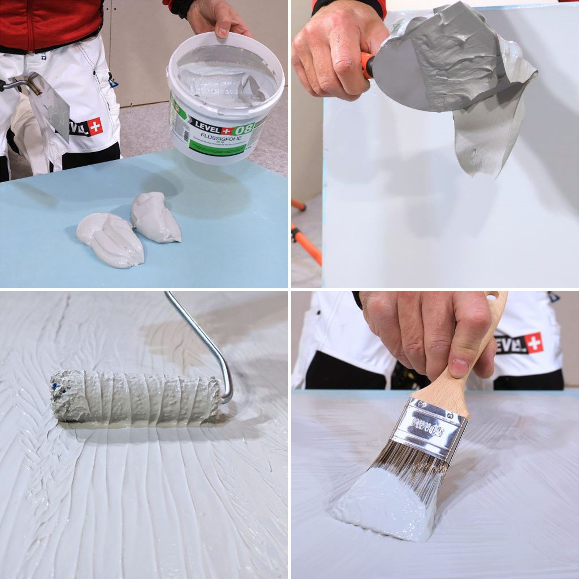 Level+ Dichtstoff Dichtstoff LEVEL+ Flüssigfolie 1K Dichtfolie 5.5KG Farbroller L+08