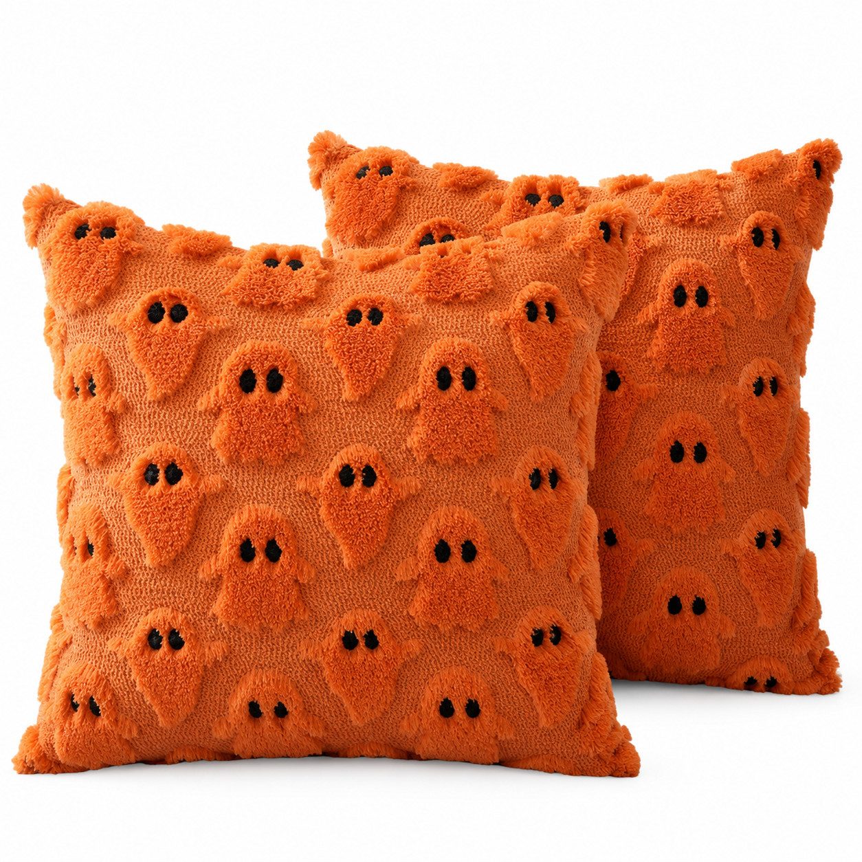 Sorvyzxn Kissenhüllen Halloween-Kissenbezüge, 45 x 45 cm, Geist, weicher Plüsch-Kunstfell, (2 Stück), Couchkissen für Stuhl, Sofa, Schlafzimmer, Wohnzimmer, Heimdekoration