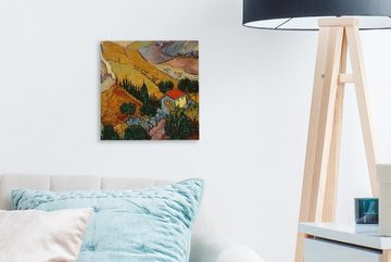 OneMillionCanvasses® Leinwandbild Landschaft mit einem Haus und einem Ackerbauern - Vincent van Gogh, (1 St), Leinwand Bilder für Wohnzimmer Schlafzimmer