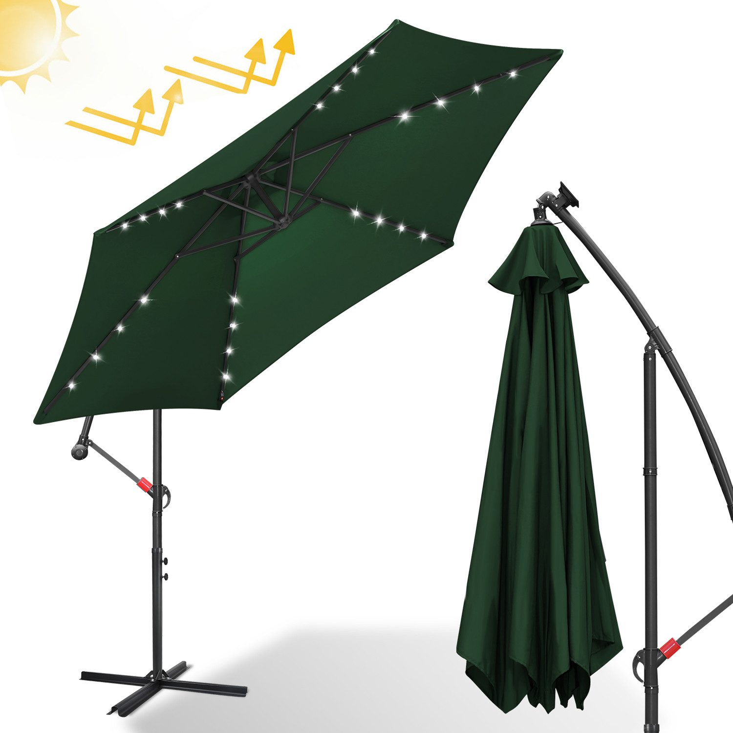 Clanmacy Sonnenschirm Sonnenschirm Ampelschirm,UV-Schutz,Eisen mit Ständer, günstig online kaufen