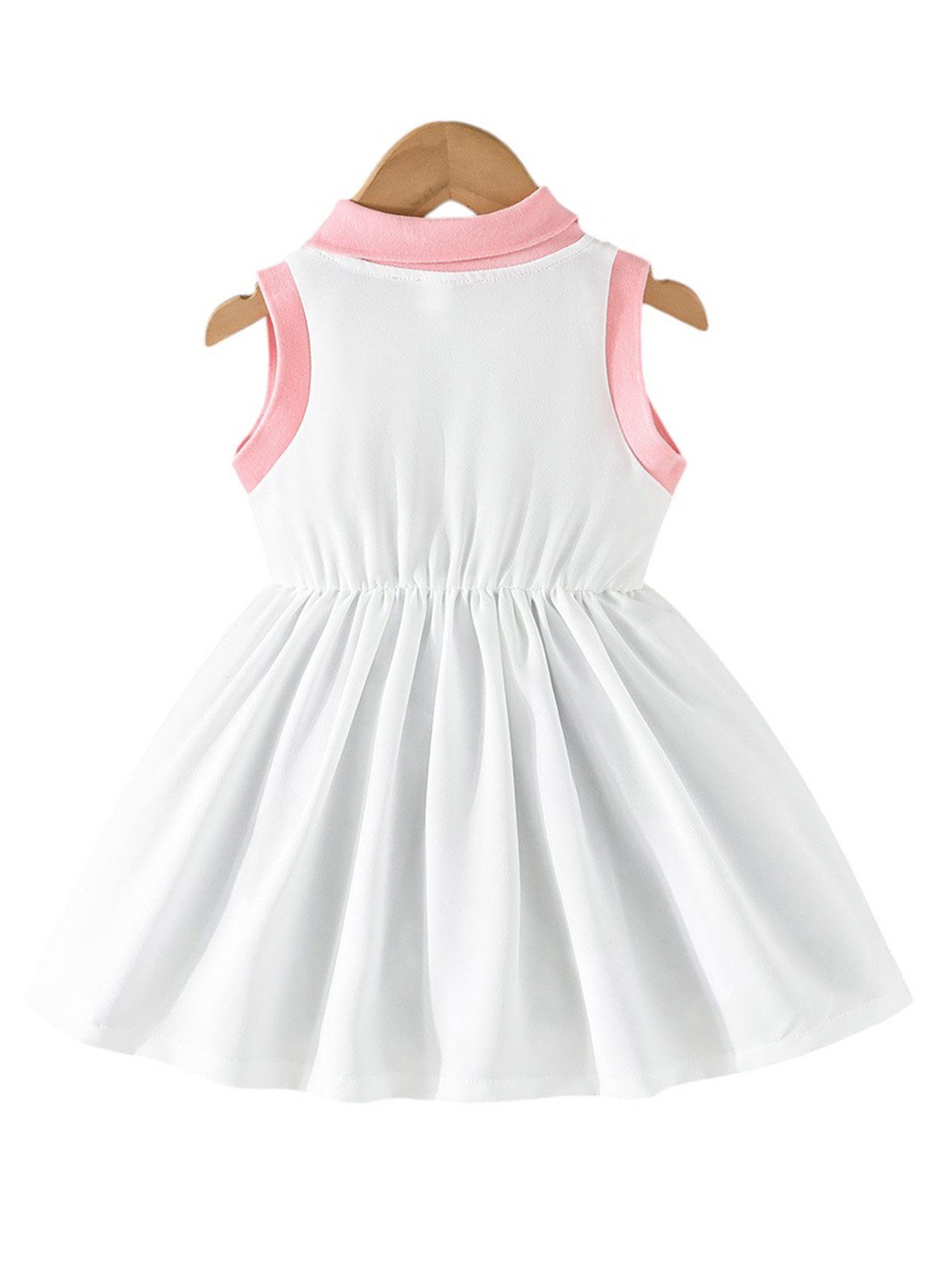 Lapastyle Sommerkleid Mädchen Babykleidung, sportliches A-Linien-Kleid mit Stehkragen (1-tlg) Lässiges Alltagskleid im Color-Blocking-Stil mit Herzstickerei