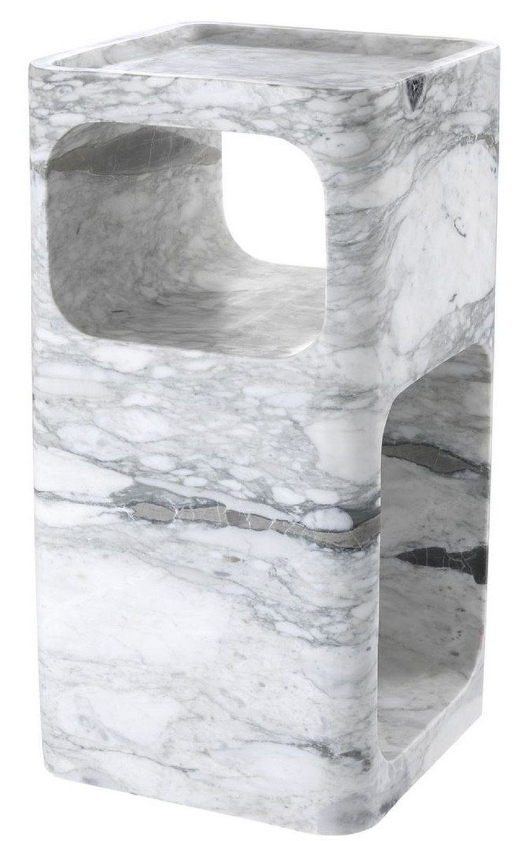 Casa Padrino Beistelltisch Designer Marmor Beistelltisch Weiß 28 x 28 x H. 55 cm - Wohnzimmermöbel - Designer Möbel